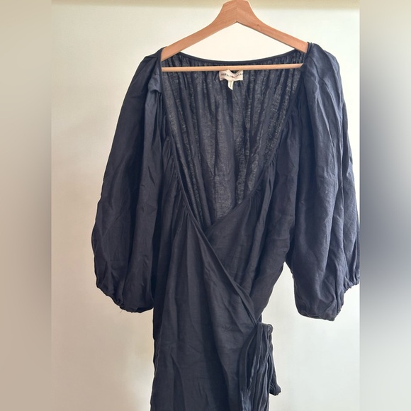 Mara Hoffman: Black Wrap Dress, Size 2X, Linen - Picture 4 of 5